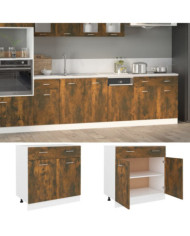 Armoire de plancher à tiroir "Lyon" Chêne fumé 80x46x81,5 cm | Mobilier & Déco