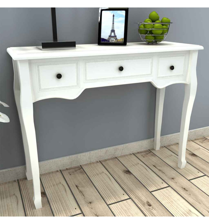 Table de console et coiffeuse avec 3 tiroirs Blanc | Mobilier & Déco