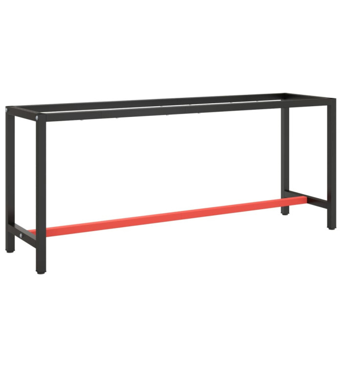 Cadre de banc de travail Noir et rouge mat 190x50x79 cm Métal | Mobilier & Déco