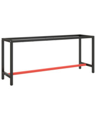 Cadre de banc de travail Noir et rouge mat 190x50x79 cm Métal | Mobilier & Déco