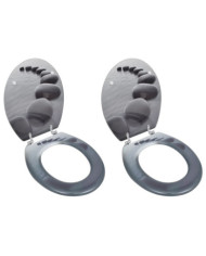 Sièges de toilette avec couvercles 2 pcs MDF Pierres | Mobilier & Déco