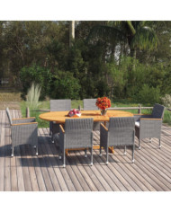 Ensemble à manger de jardin 7 pcs Résine tressée Gris | Mobilier & Déco