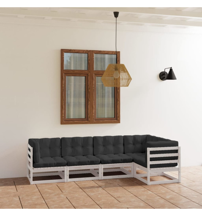 Salon de jardin 5 pcs avec coussins Bois de pin massif | Mobilier & Déco
