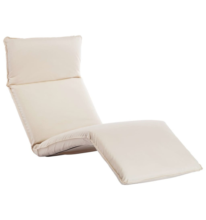Chaise longue pliable Tissu Oxford Blanc crème | Mobilier & Déco