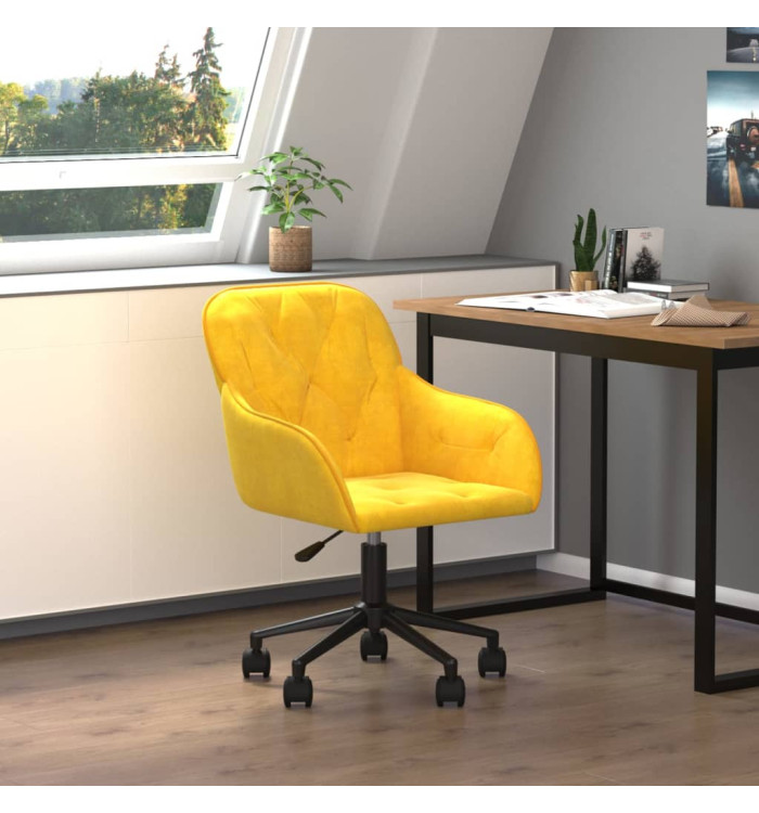 Chaise pivotante de bureau Jaune Velours | Mobilier & Déco