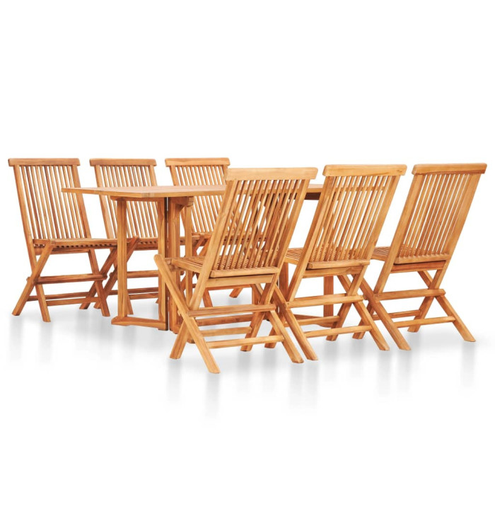 Ensemble à manger d'extérieur pliable 7 pcs Bois solide de teck | Mobilier & Déco