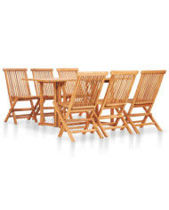 Ensemble à manger d'extérieur pliable 7 pcs Bois solide de teck | Mobilier & Déco