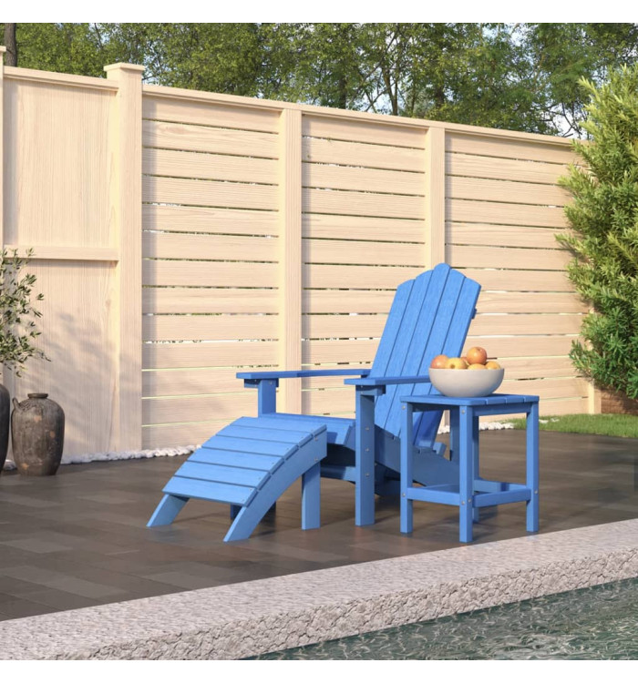 Chaise de jardin Adirondack repose-pied table PEHD Bleu aqua | Mobilier & Déco