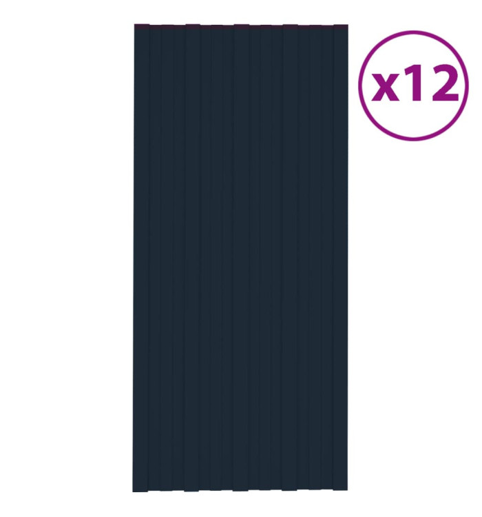 Panneaux de toiture 12 pcs Acier galvanisé Anthracite 100x45 cm | Mobilier & Déco
