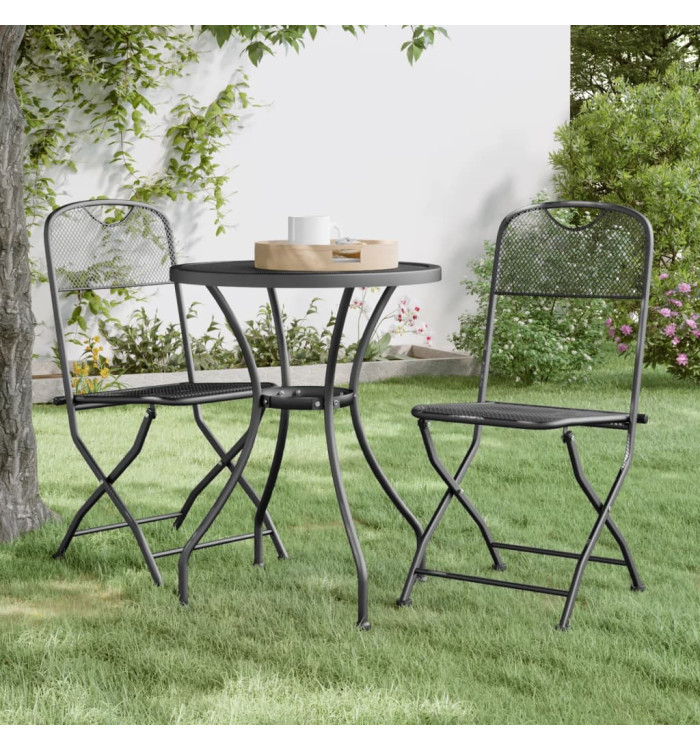 Chaises pliables jardin lot de 2 Maille métallique Anthracite | Mobilier & Déco