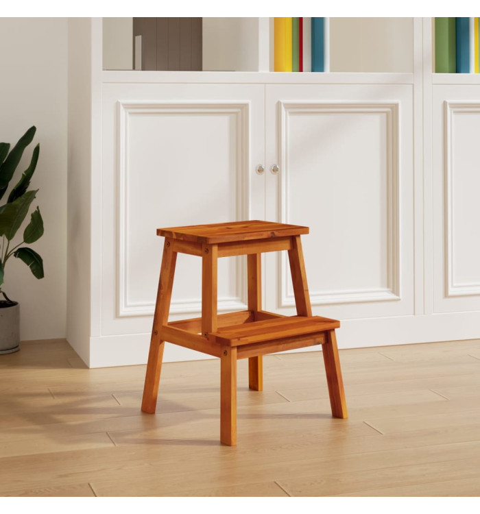 Tabouret-escabeau 2 marches 40x38x50 cm Bois d'acacia solide | Mobilier & Déco
