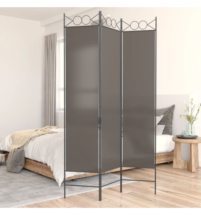 Cloison de séparation 3 panneaux Anthracite 120x200 cm Tissu | Mobilier & Déco
