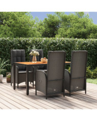 Ensemble à manger de jardin coussins 5pcs Noir Résine tressée | Mobilier & Déco