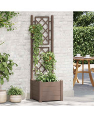 Jardinière avec treillis 43x43x142 cm PP Moka | Mobilier & Déco