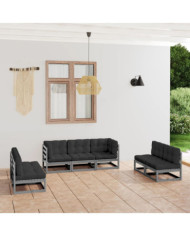 Salon de jardin 7 pcs avec coussins Bois de pin massif | Mobilier & Déco