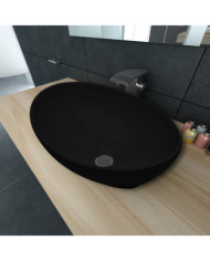 Lavabo ovale Céramique 40 x 33 cm Noir | Mobilier & Déco