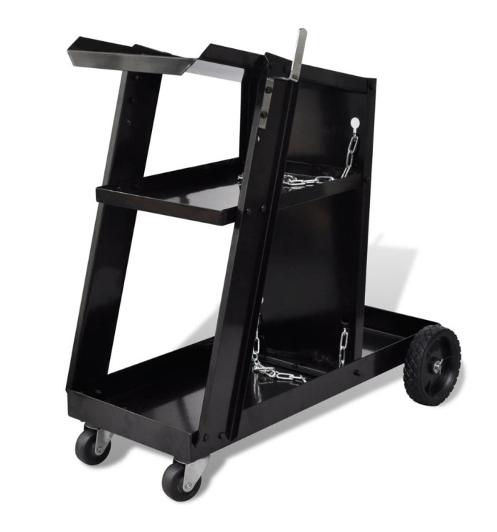 Chariot de soudage avec 3 étagères d'atelier Noir | Mobilier & Déco