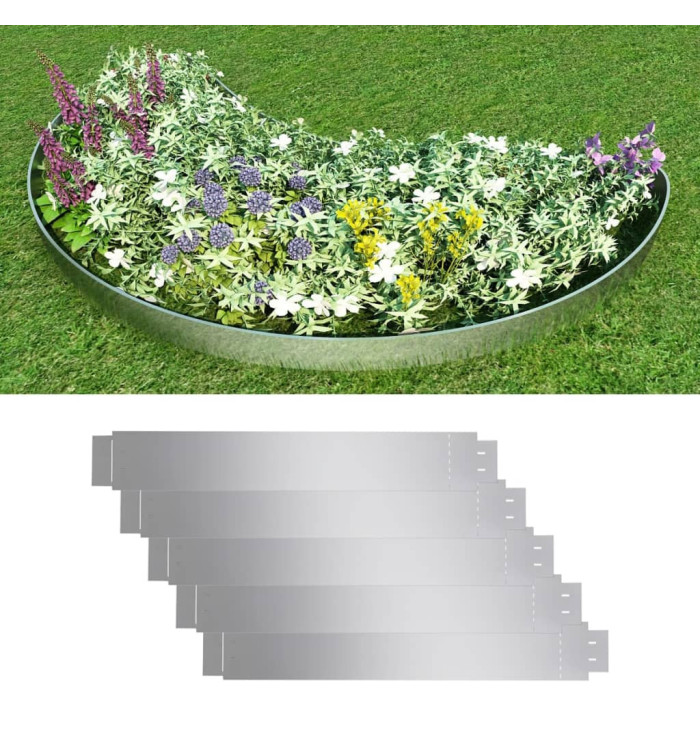 Clôture flexible de pelouse 5 pcs Acier galvanisé 100x14 cm | Mobilier & Déco