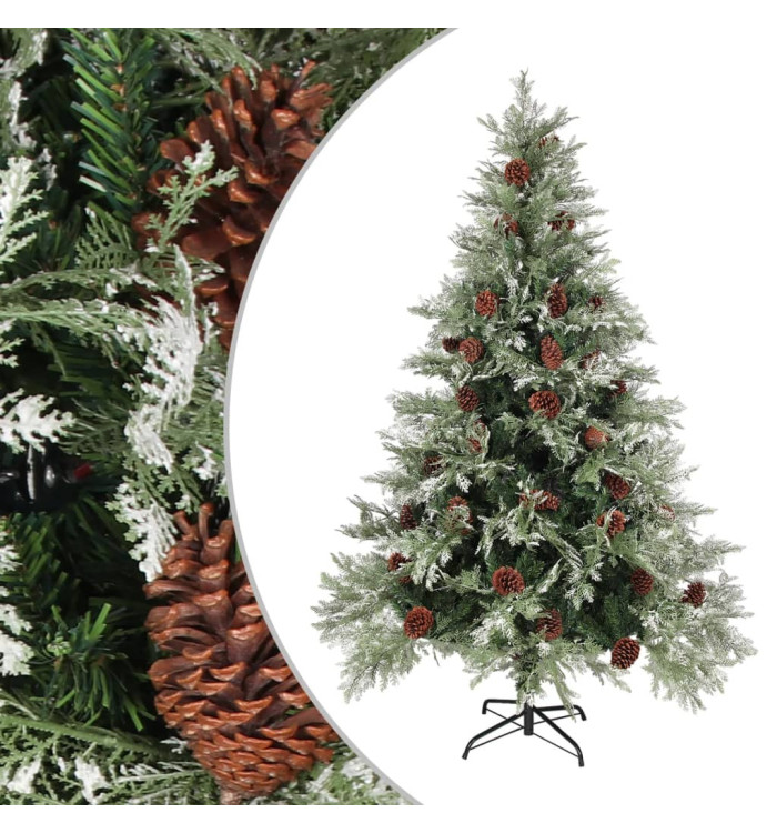 Sapin de Noël avec pommes de pin Vert et blanc 150 cm PVC et PE | Mobilier & Déco