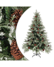 Sapin de Noël avec pommes de pin Vert et blanc 150 cm PVC et PE | Mobilier & Déco