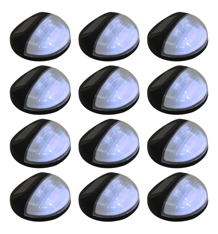 Lampe solaire murale à LED d'extérieur 12 pcs Rond Noir | Mobilier & Déco