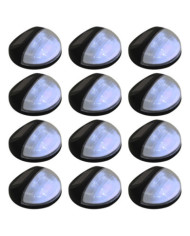 Lampe solaire murale à LED d'extérieur 12 pcs Rond Noir | Mobilier & Déco