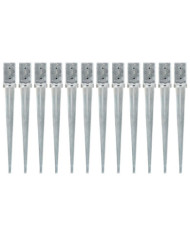 Piquets au sol 12 pcs Argenté 8x8x76 cm Acier galvanisé | Mobilier & Déco