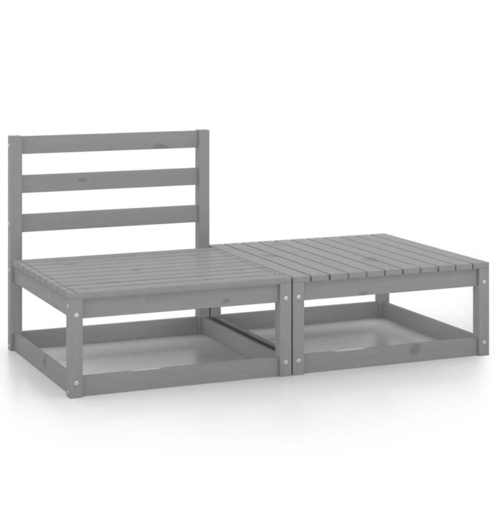 Salon de jardin 2 pcs gris bois de pin massif | Mobilier & Déco