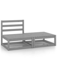 Salon de jardin 2 pcs gris bois de pin massif | Mobilier & Déco