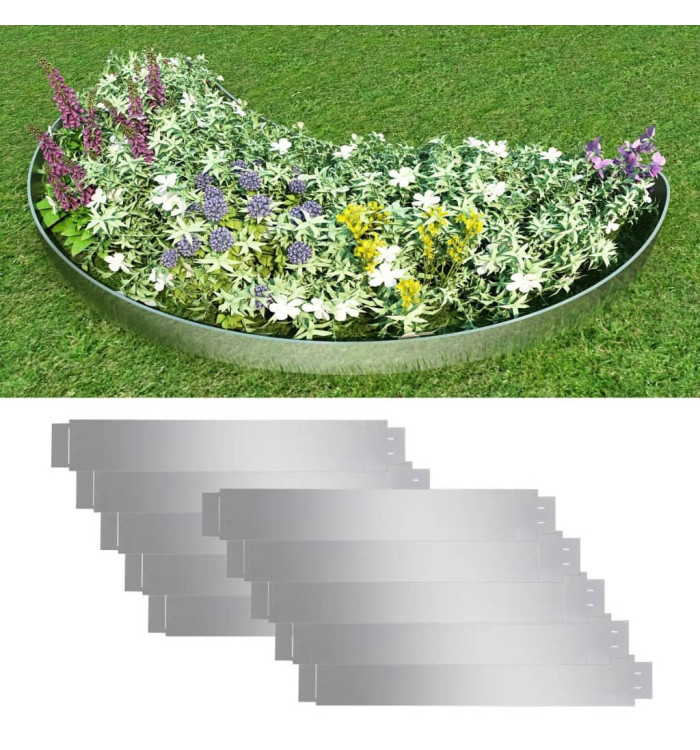 Clôture de pelouse flexible 10 pcs Acier galvanisé 100x14 cm | Mobilier & Déco