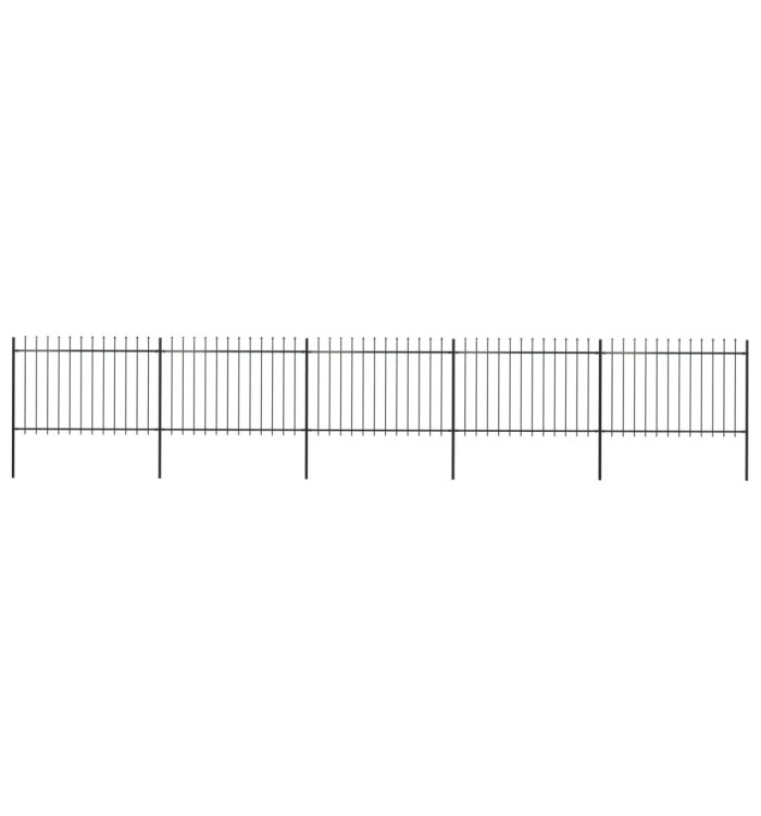 Clôture de jardin avec dessus en lance Acier 8,5 x 1,2 m Noir | Mobilier & Déco