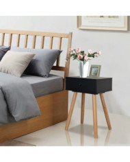 Table de chevet 2 pcs Bois de pin massif 40 x 30 x 61 cm Noir | Mobilier & Déco