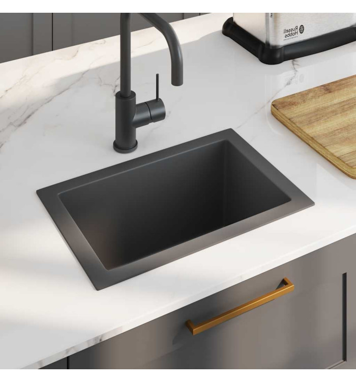 Évier de cuisine fait à la main Noir Acier inoxydable | Mobilier & Déco