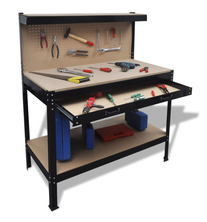 Établi avec panneau perforé et tiroir | Mobilier & Déco