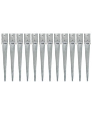 Piquets au sol 12 pcs Argenté 10x10x76 cm Acier galvanisé | Mobilier & Déco