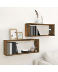 Étagères murales cube 2 pcs Chêne fumé 60x15x23 cm Bois | Mobilier & Déco