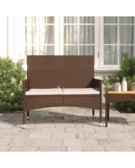 Banc de jardin à 2 places avec coussins Marron Résine tressée | Mobilier & Déco