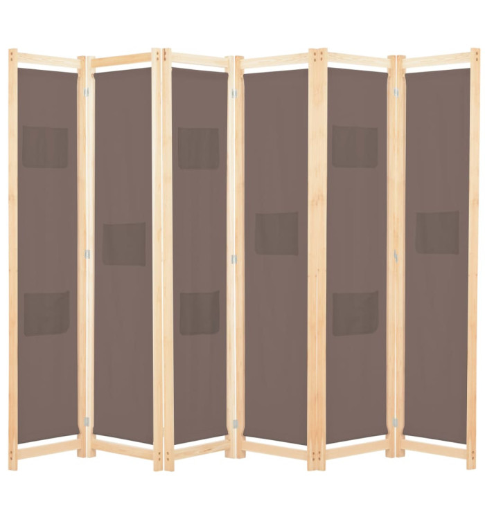 Cloison de séparation 6 panneaux Marron 240 x 170 x 4 cm Tissu | Mobilier & Déco