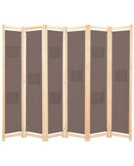 Cloison de séparation 6 panneaux Marron 240 x 170 x 4 cm Tissu | Mobilier & Déco