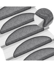 Tapis d'escalier 15 pcs Gris foncé 56x17x3 cm | Mobilier & Déco