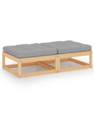 Repose-pieds de jardin avec coussins lot de 2 Bois pin solide | Mobilier & Déco