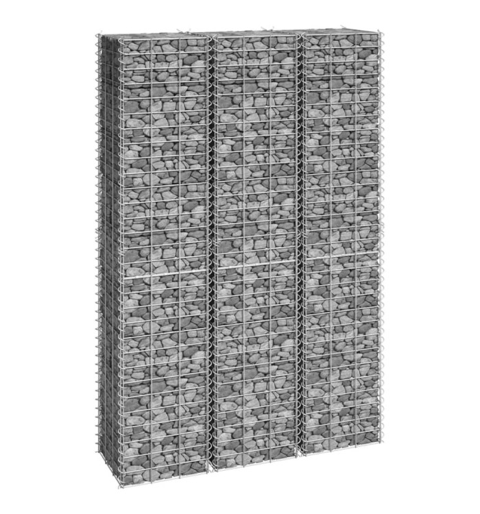 Lits surélevés en gabion 3 pcs 30x30x150 cm Fer | Mobilier & Déco