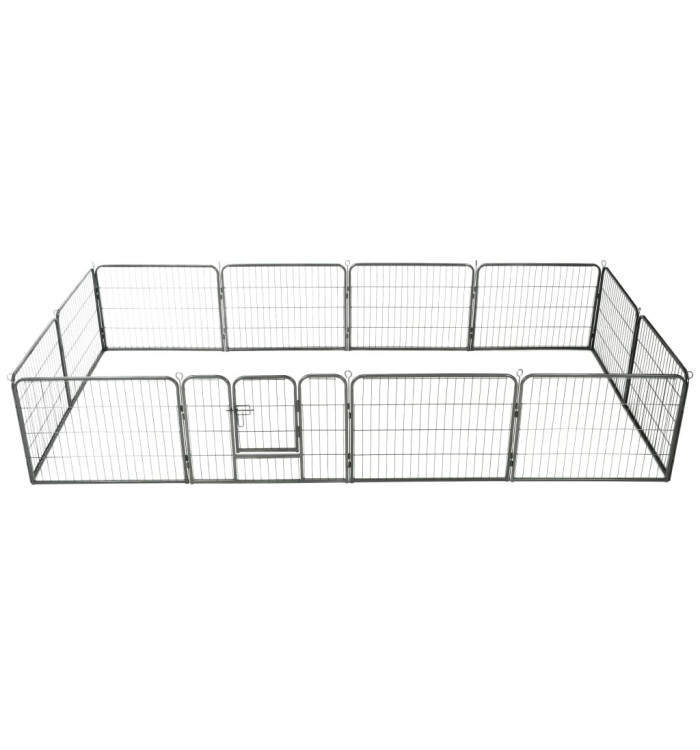 Parc pour chiens 12 panneaux Acier 80 x 60 cm Noir | Mobilier & Déco