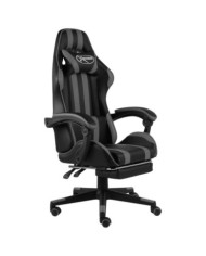 Fauteuil de jeux vidéo avec repose-pied Noir et gris Similicuir | Mobilier & Déco