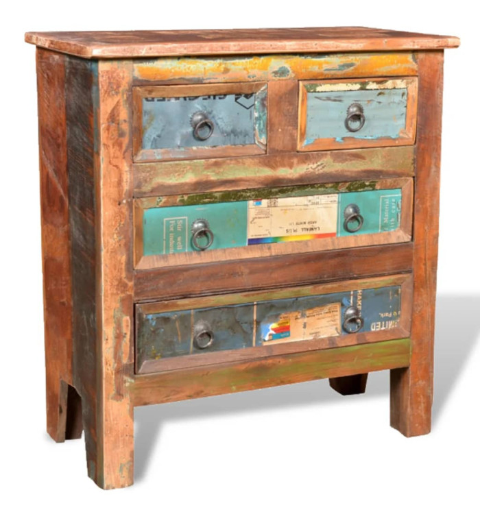 Armoire avec 4 tiroirs Bois massif de récupération | Mobilier & Déco