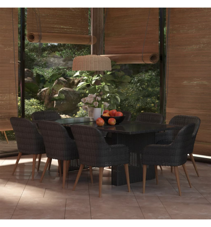 Ensemble à manger de jardin 9 pcs Résine tressée Noir | Mobilier & Déco