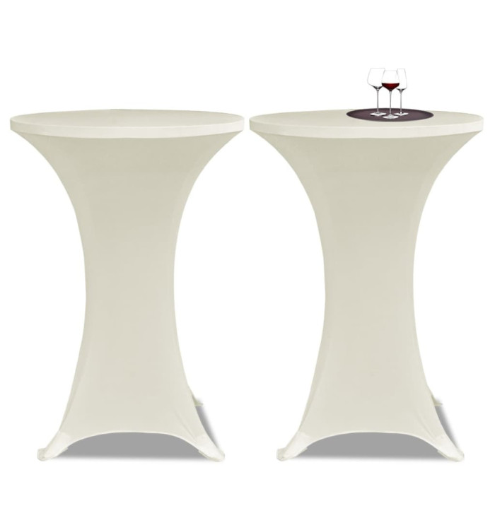 Housse de table Ø 60 cm Crème extensible 2 pcs | Mobilier & Déco