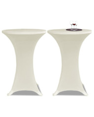 Housse de table Ø 60 cm Crème extensible 2 pcs | Mobilier & Déco