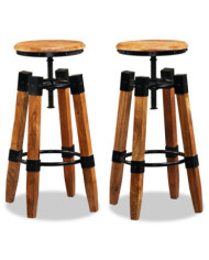 Tabourets de bar lot de 2 bois de manguier massif | Mobilier & Déco