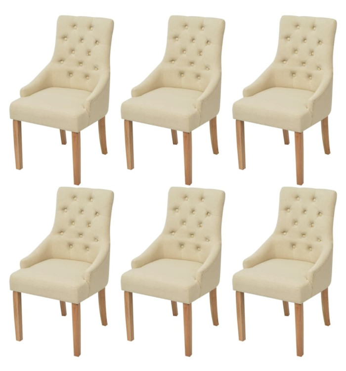 Chaises à manger lot de 6 crème tissu | Mobilier & Déco